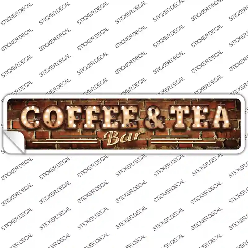 K-1388s-S Coffee & Tea Bulb Lettering Novelty Narrow Sticker Decal - Small