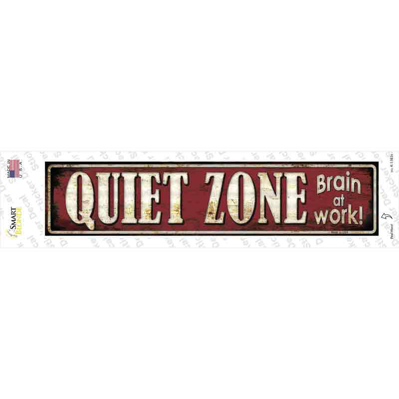 K-1383s-M Quiet Zone Brain At Work Novelty Narrow Sticker Decal - Medium