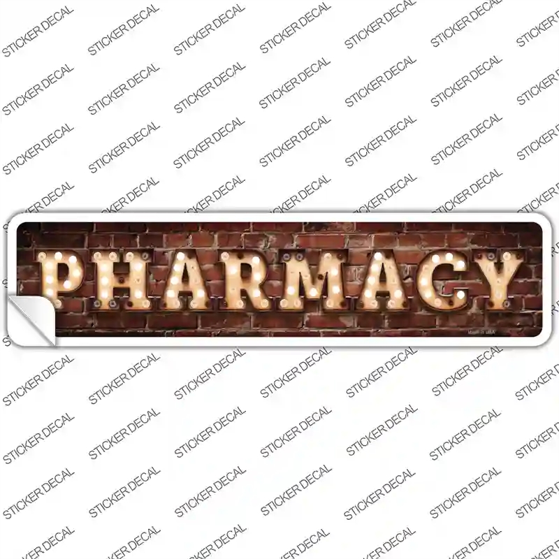 K-1387s-S Pharmacy Bulb Lettering Novelty Narrow Sticker Decal - Small