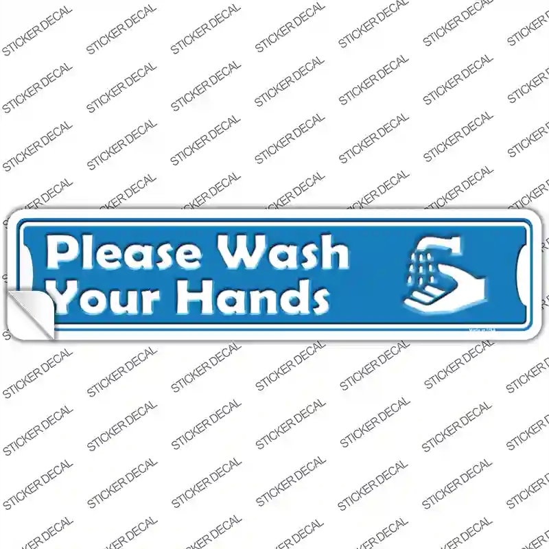 K-1420s-S Please Wash Your Hands Novelty Narrow Sticker Decal - Small