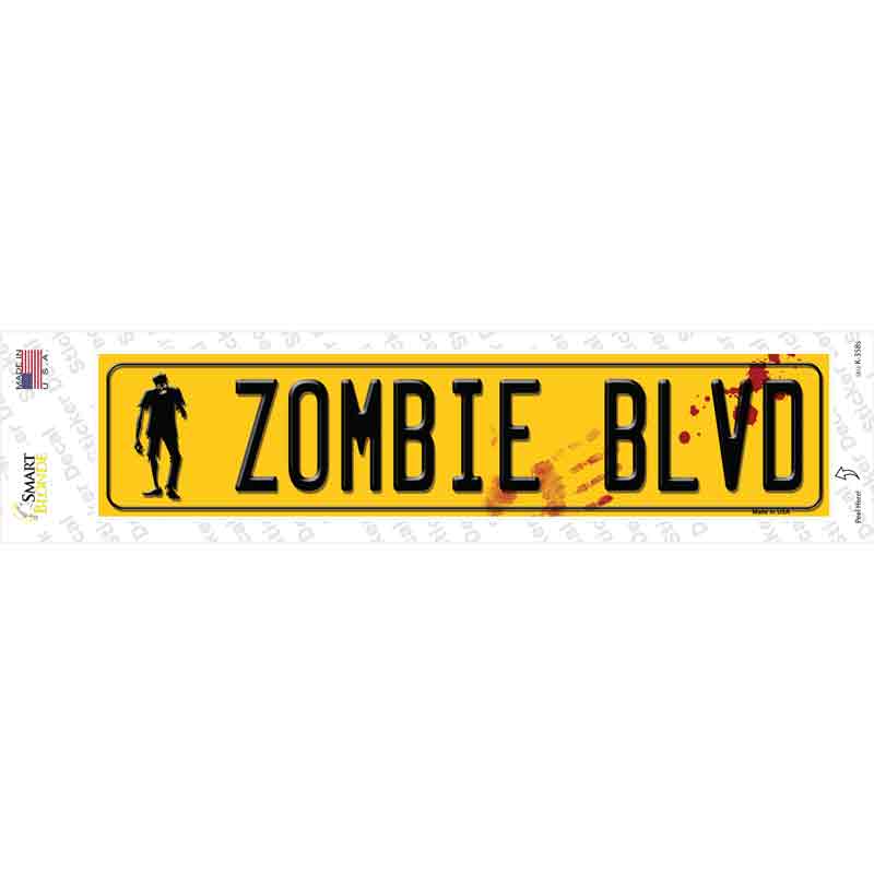 K-358s-M Zombie Blvd Novelty Narrow Sticker Decal - Medium
