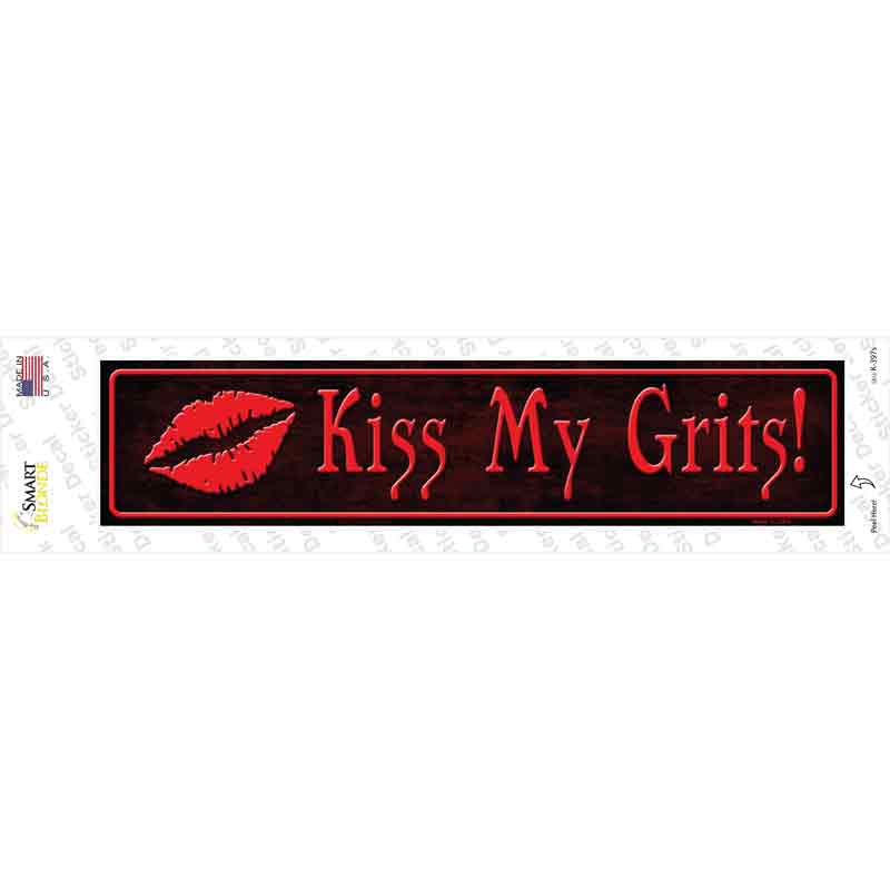 K-397s-M Kiss My Grits Novelty Narrow Sticker Decal - Medium