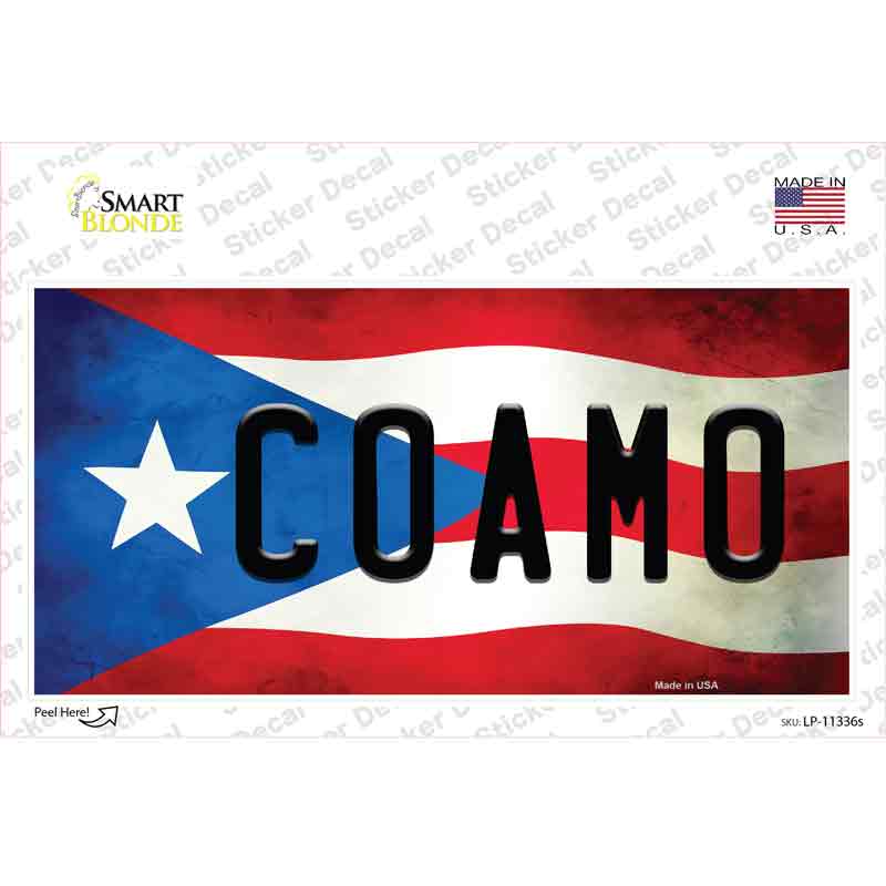 LP-11336s-M Coamo Puerto Rico Flag Novelty Sticker Decal - Medium