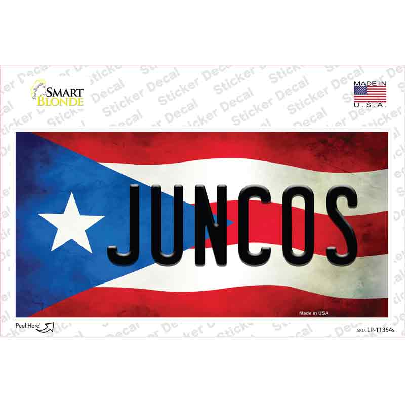 LP-11354s-M Juncos Puerto Rico Flag Novelty Sticker Decal - Medium