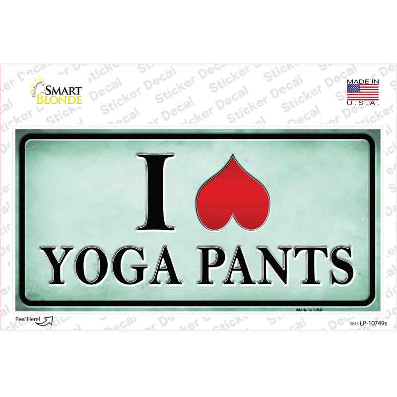 LP-10749s-M I Love Yoga Pants Novelty Sticker Decal - Medium