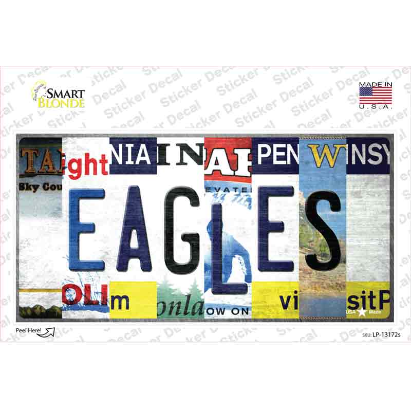LP-13172s-M Eagles Strip Art Novelty Sticker Decal - Medium