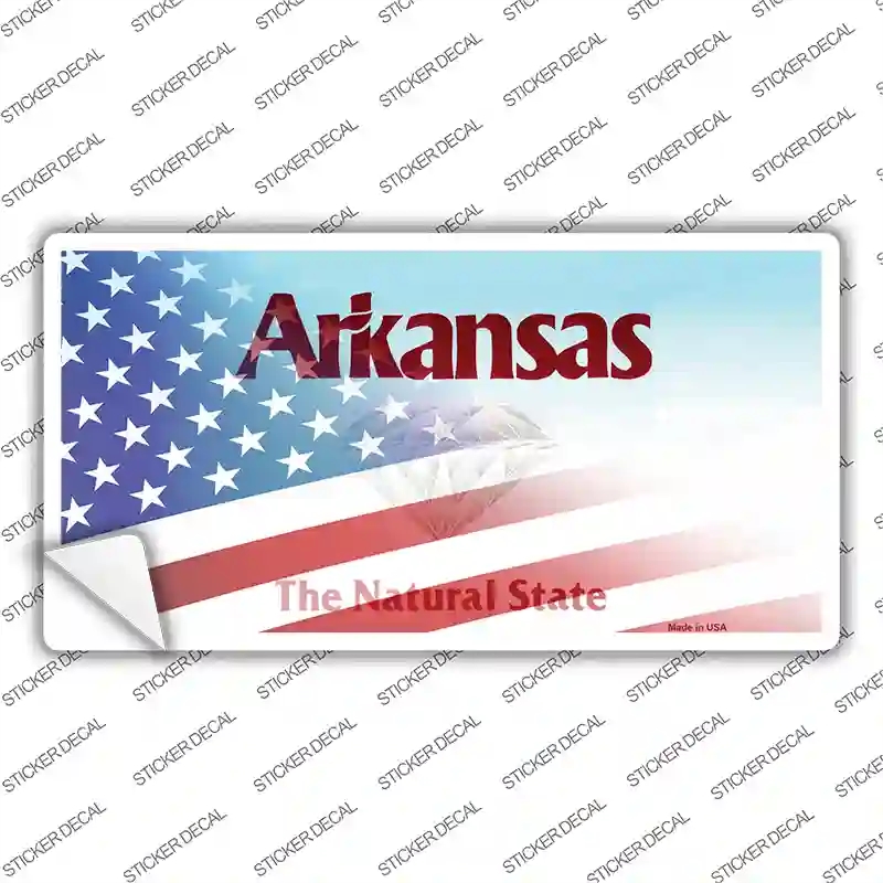 LP-12332s-L Arkansas with American Flag Novelty Sticker Decal - Large