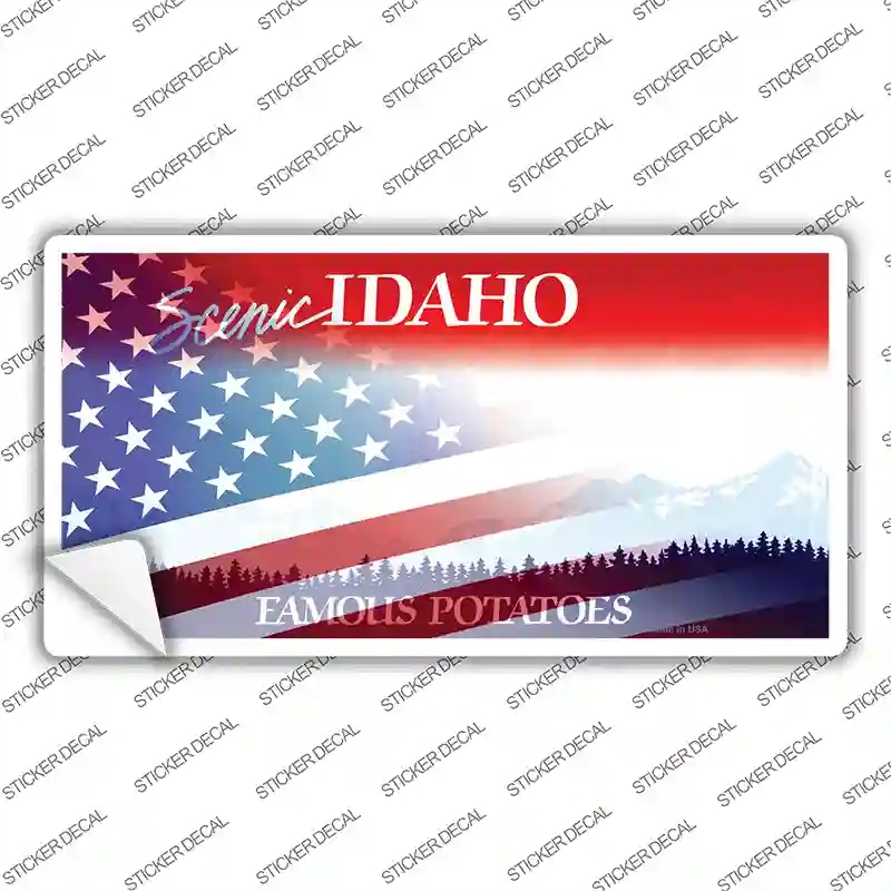 LP-12341s-S Idaho with American Flag Novelty Sticker Decal - Small