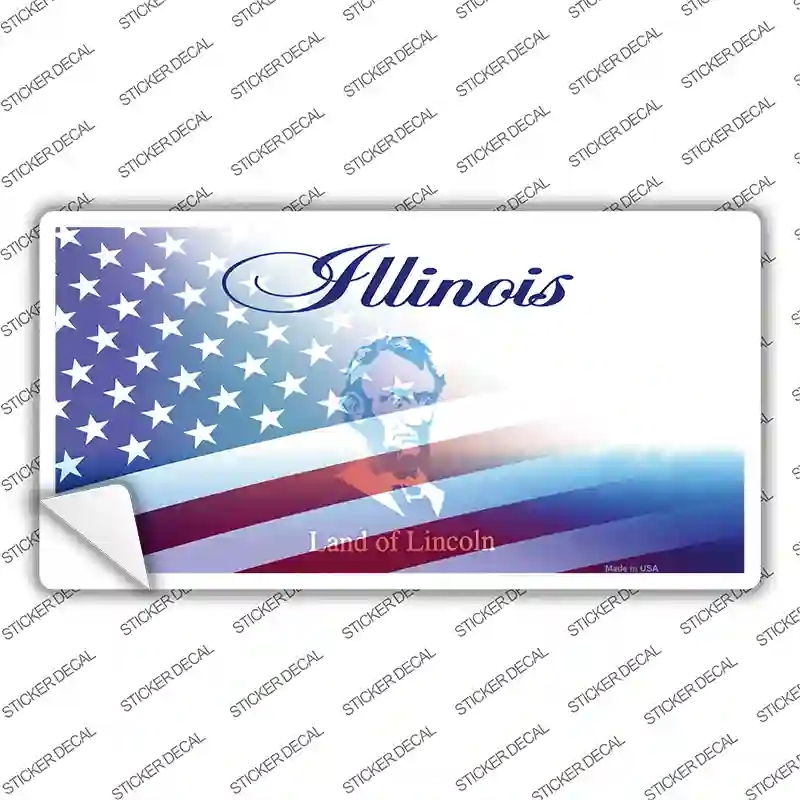 LP-12342s-XL Illinois with American Flag Novelty Sticker Decal - Extra Large