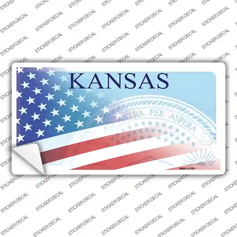 LP-12345s-S Kansas with American Flag Novelty Sticker Decal - Small