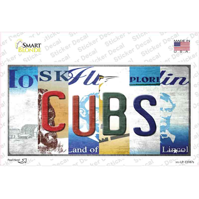 LP-13187s-M Cubs Strip Art Novelty Sticker Decal - Medium