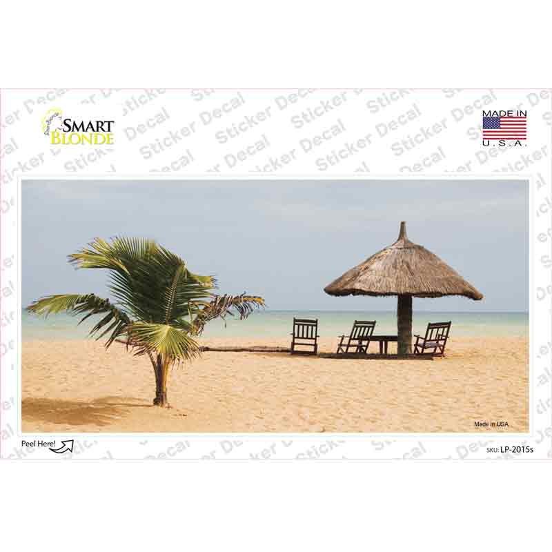 LP-2015s-M Tropical Beach Setting Novelty Sticker Decal - Medium