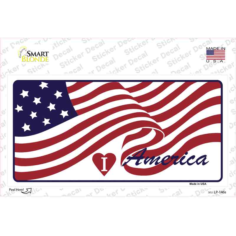 LP-146s-M I Love America Flag Novelty Sticker Decal - Medium