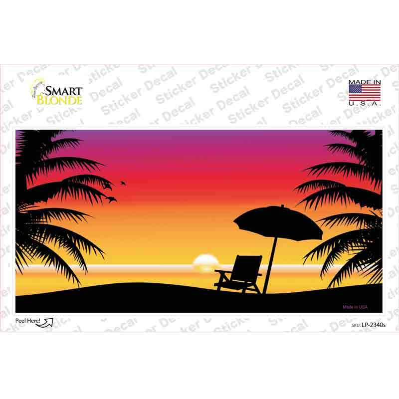 LP-2340s-M Sunset Beach Novelty Sticker Decal - Medium