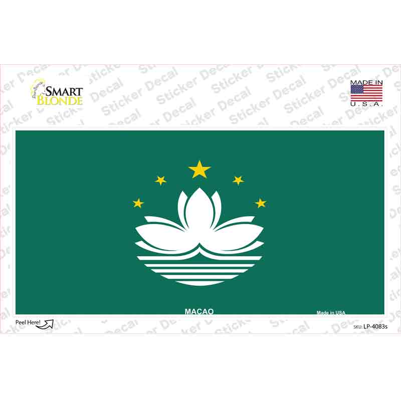 LP-4083s-M Macao Flag Novelty Sticker Decal - Medium