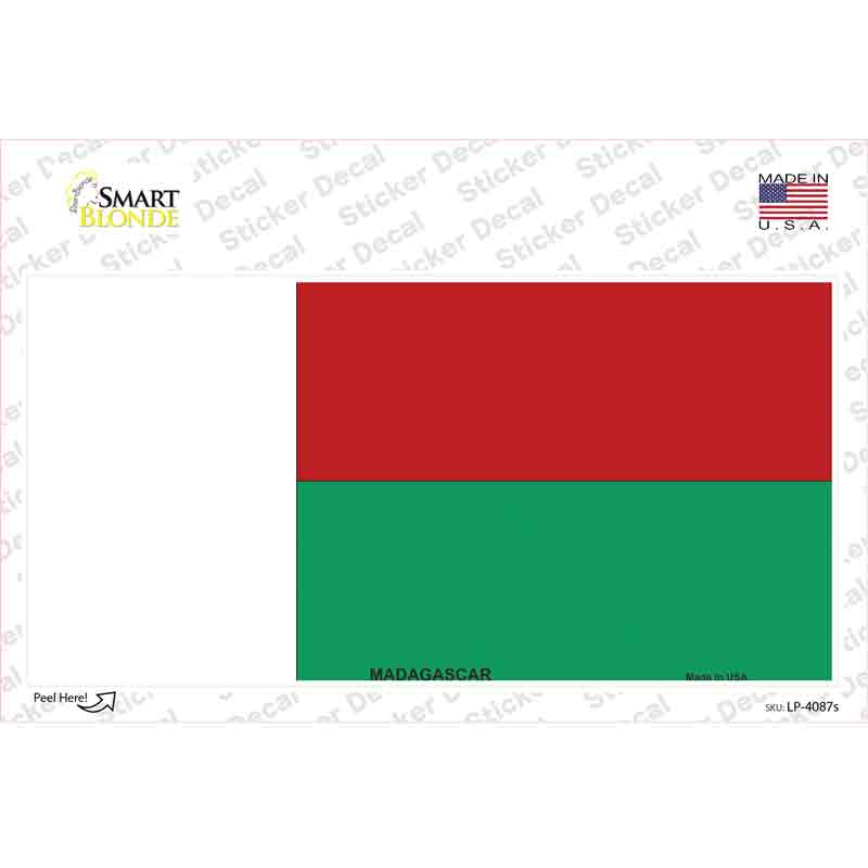 LP-4087s-M Madagascar Flag Novelty Sticker Decal - Medium