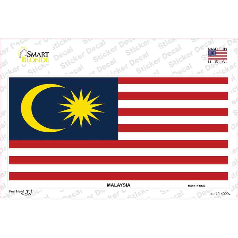LP-4090s-M Malaysia Flag Novelty Sticker Decal - Medium