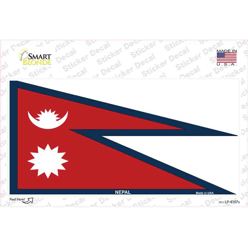 LP-4107s-M Nepal Flag Novelty Sticker Decal - Medium