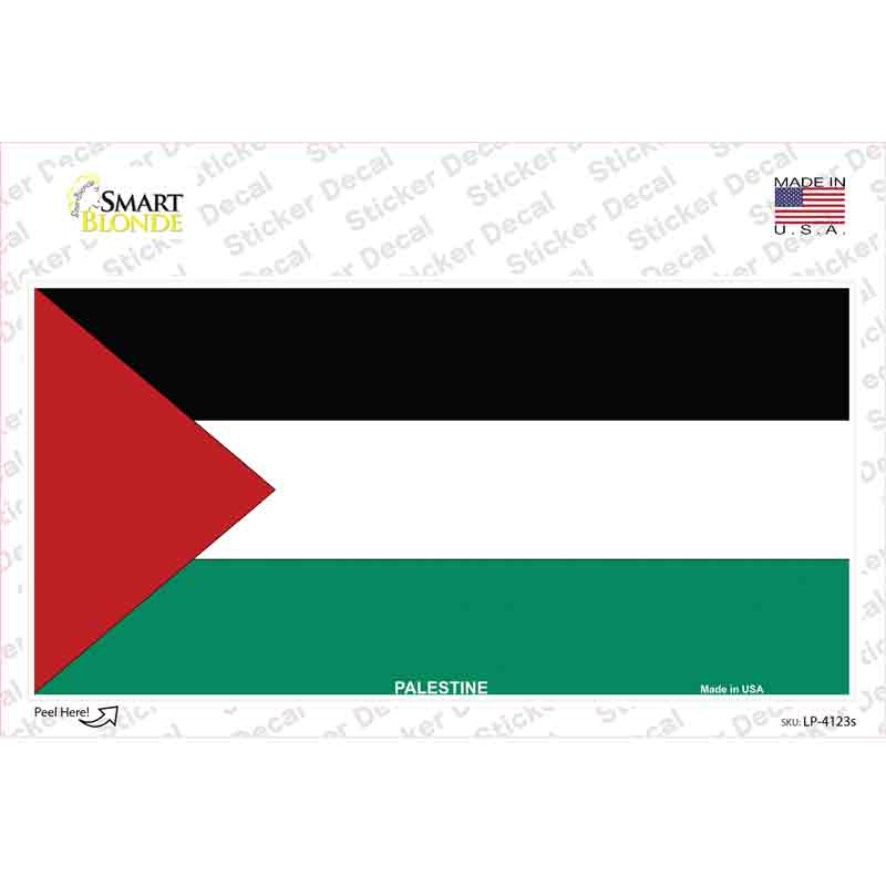 LP-4123s-M Palestine Country Flag Novelty Sticker Decal - Medium