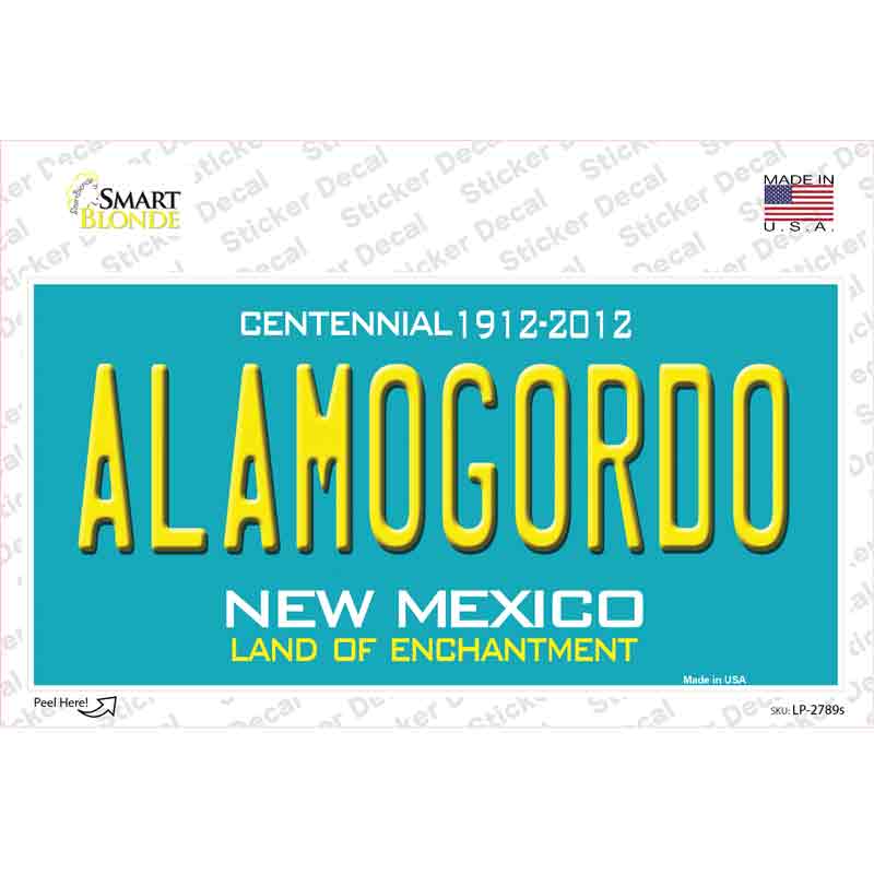LP-2789s-M Alamogordo   Mexico Teal Novelty Sticker Decal - Medium