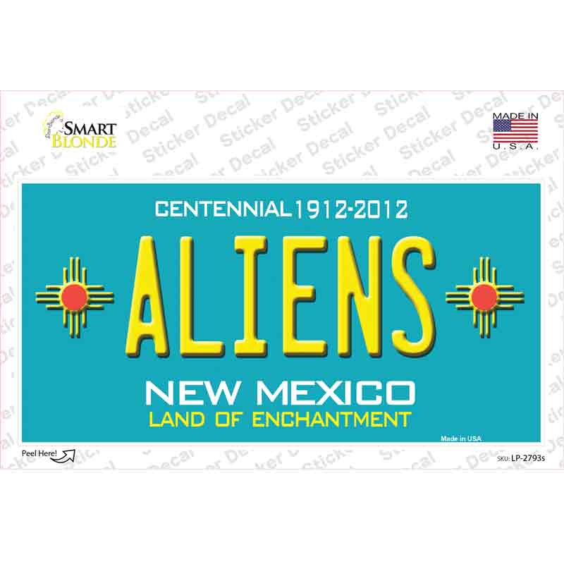 LP-2793s-M Aliens   Mexico Teal Novelty Sticker Decal - Medium