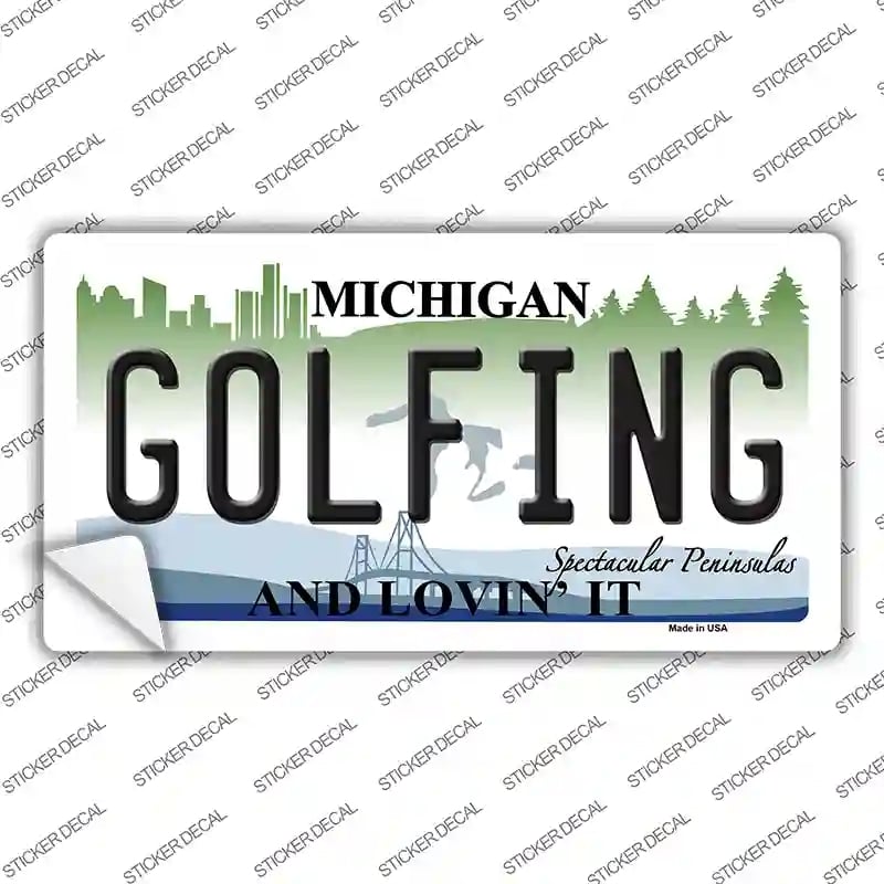 LP-4755s-S Golfing Michigan State Novelty Sticker Decal - Small