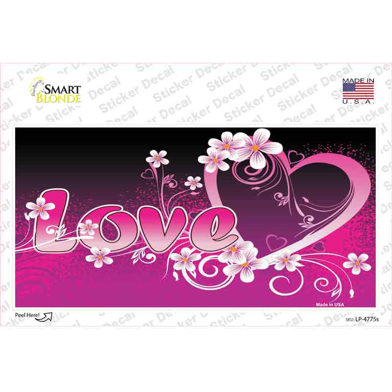 LP-4775s-M Love Heart & Flowers Novelty Sticker Decal - Medium