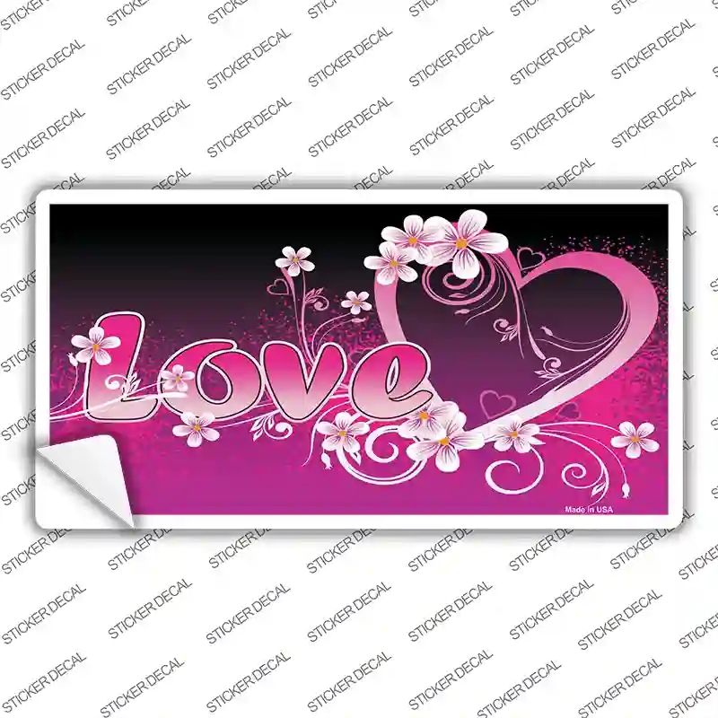 LP-4775s-S Love Heart & Flowers Novelty Sticker Decal - Small