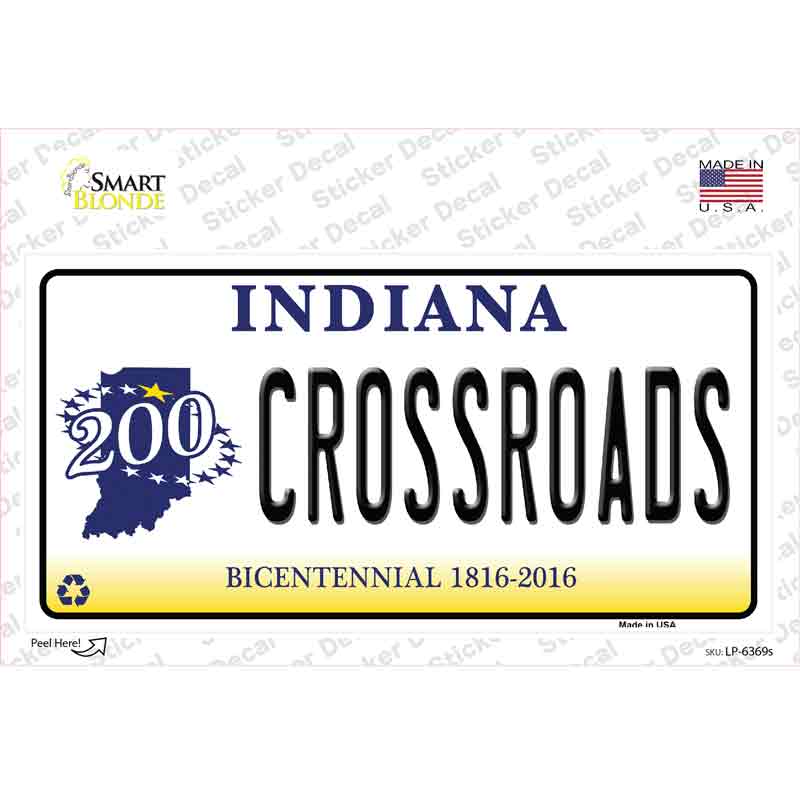 LP-6369s-M Crossroads Indiana Novelty Sticker Decal - Medium