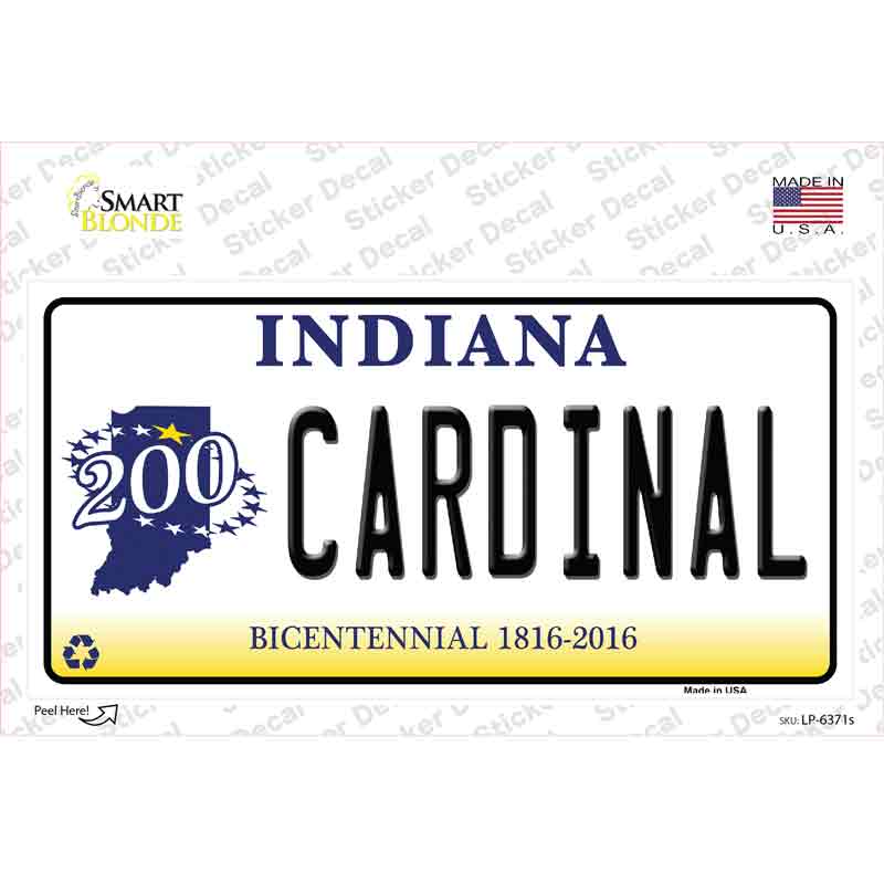 LP-6371s-M Cardinal Indiana Novelty Sticker Decal - Medium