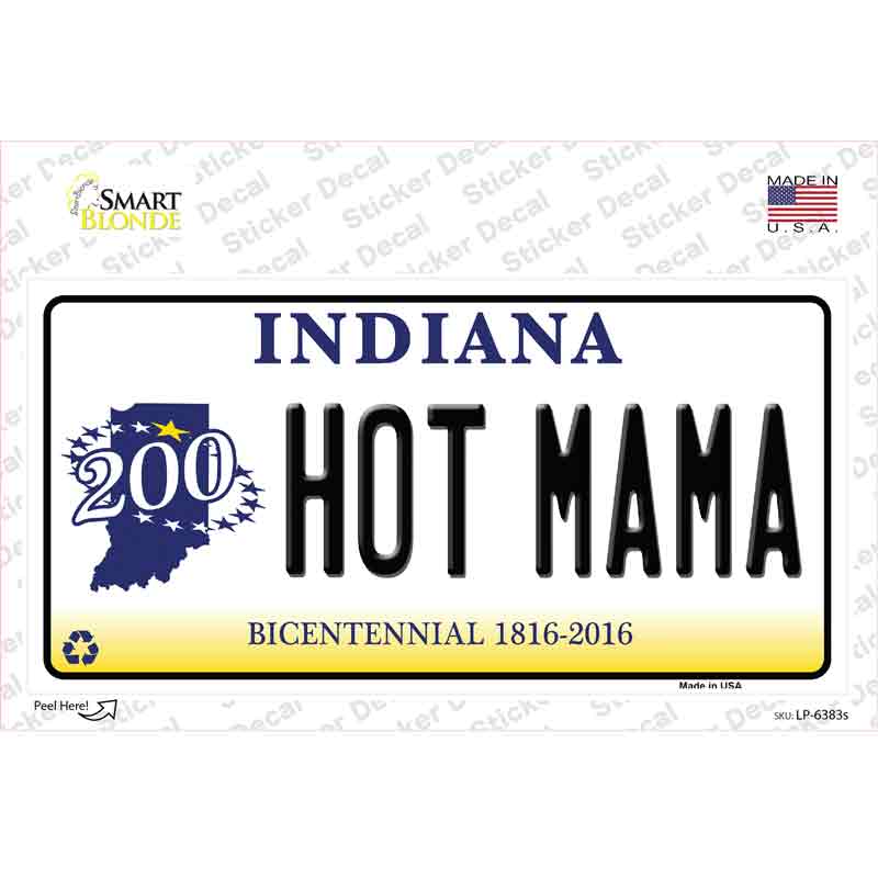 LP-6383s-M Hot Mama Indiana Novelty Sticker Decal - Medium