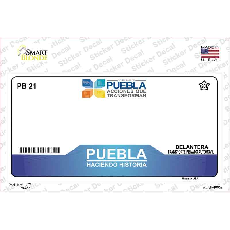 LP-4806s-M Puebla Mexico Novelty Sticker Decal - Medium