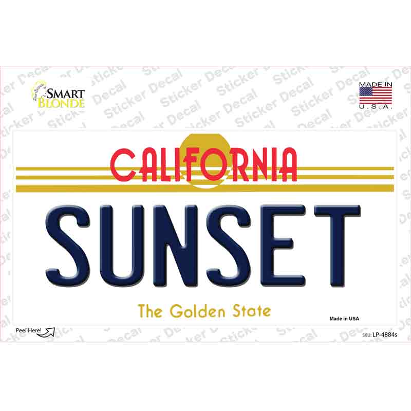 LP-4884s-M Sunset California Novelty Sticker Decal - Medium