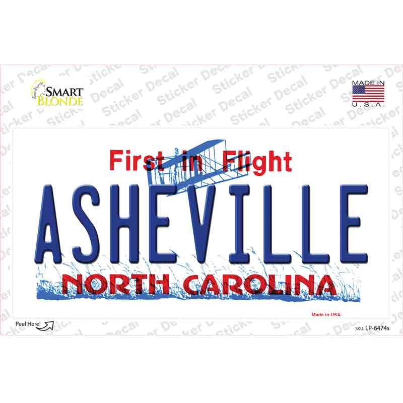 LP-6474s-M Asheville North Carolina Novelty Sticker Decal - Medium