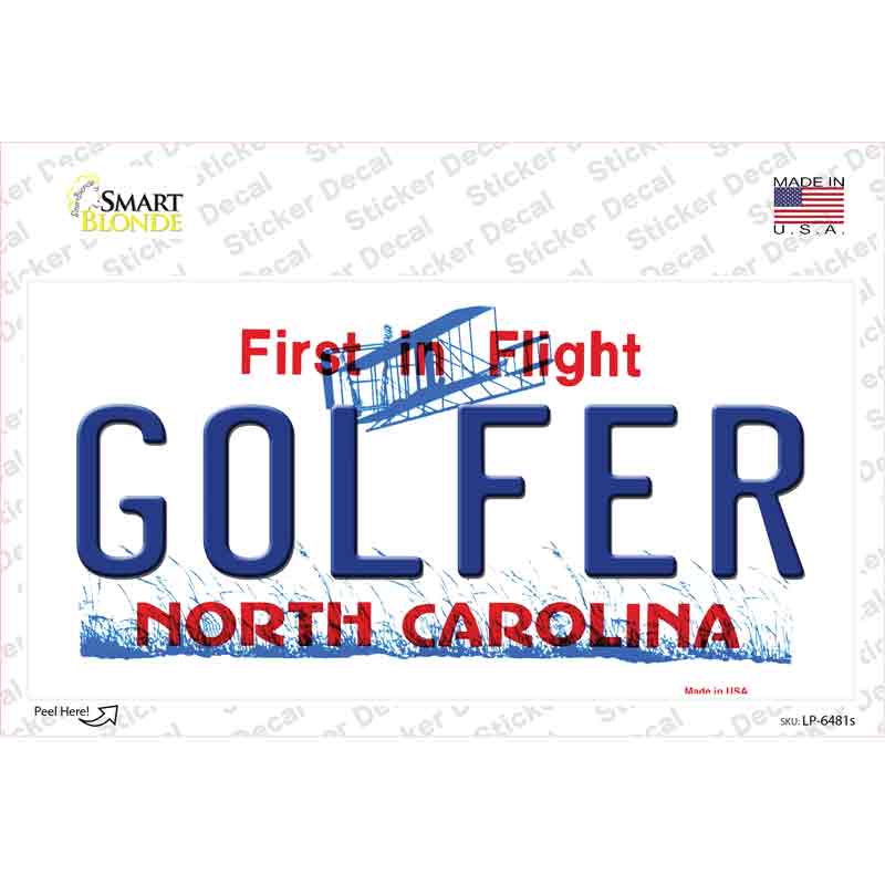 LP-6481s-M Golfer North Carolina Novelty Sticker Decal - Medium