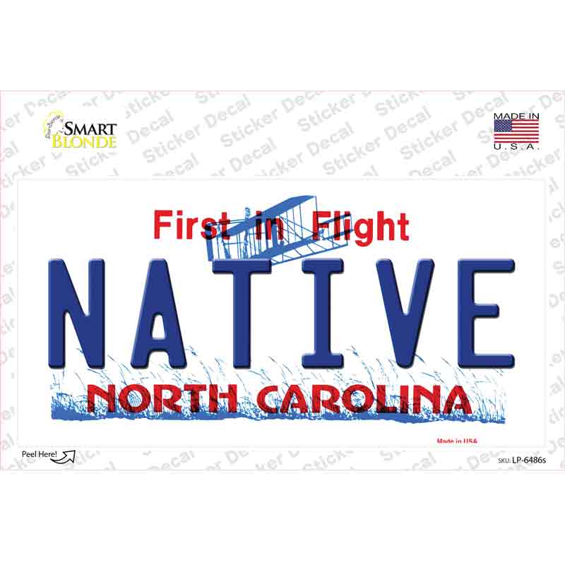 LP-6486s-M Native North Carolina Novelty Sticker Decal - Medium