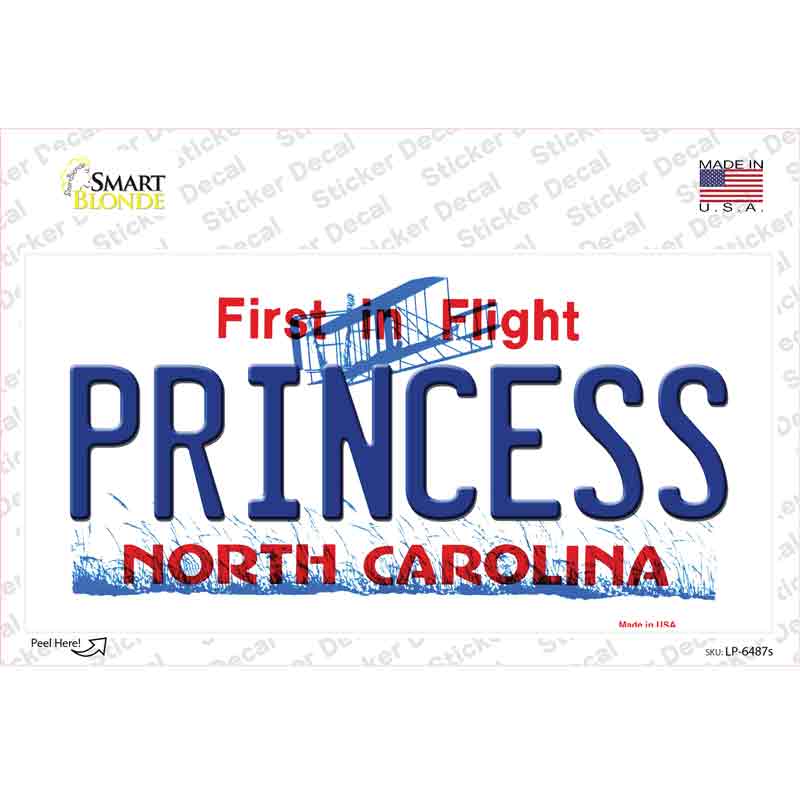 LP-6487s-M Princess North Carolina Novelty Sticker Decal - Medium