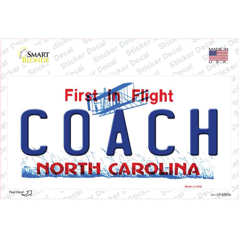 LP-6503s-M Coach North Carolina Novelty Sticker Decal - Medium