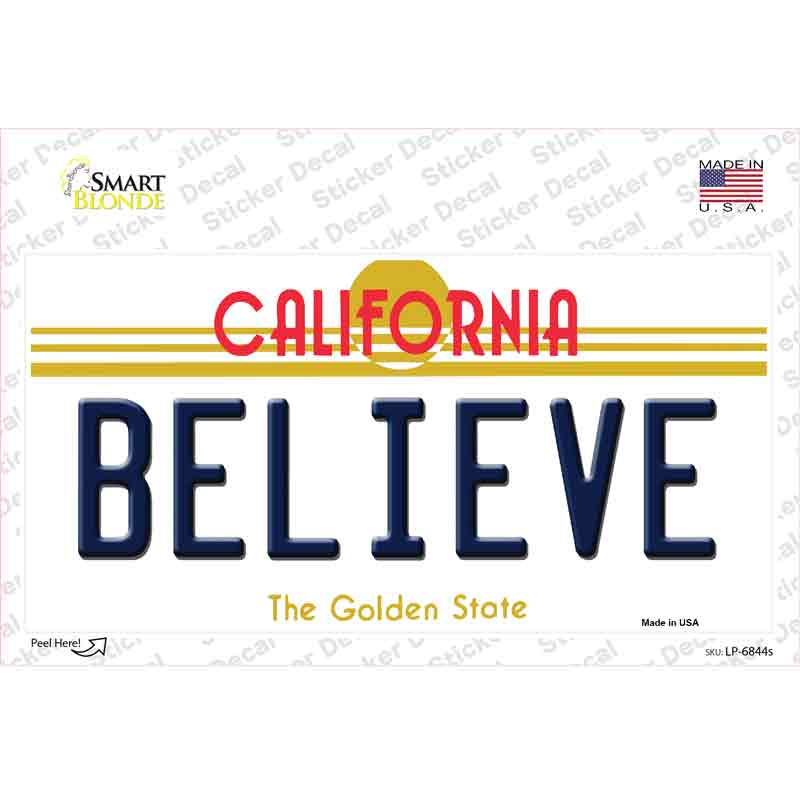 LP-6844s-M Believe California Novelty Sticker Decal - Medium