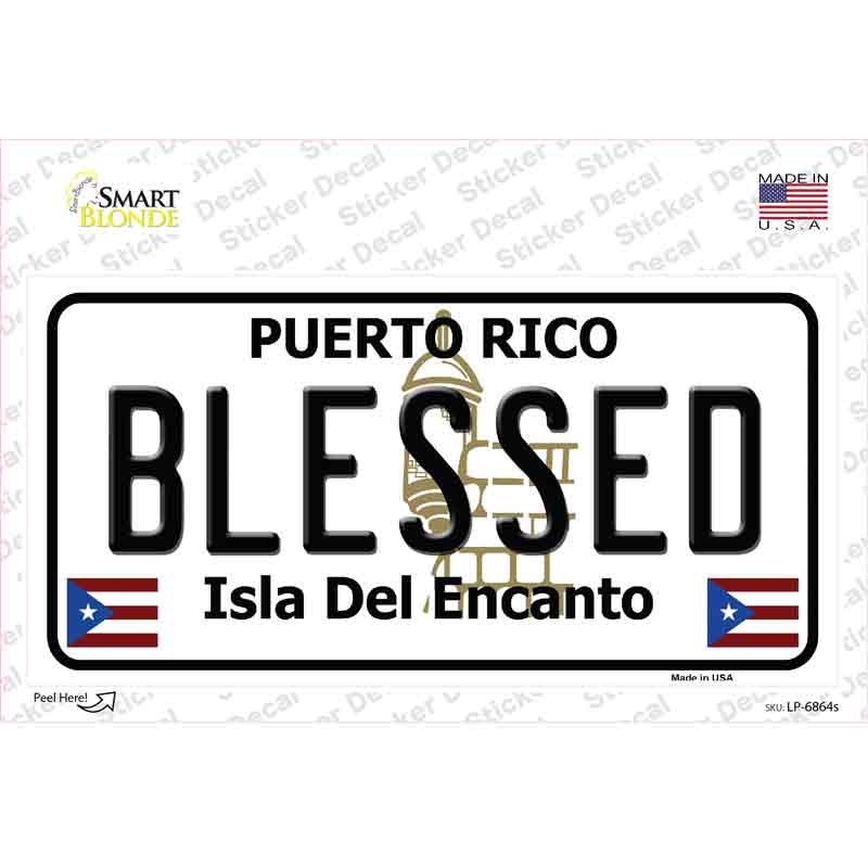 LP-6864s-M Blessed Puerto Rico Novelty Sticker Decal - Medium
