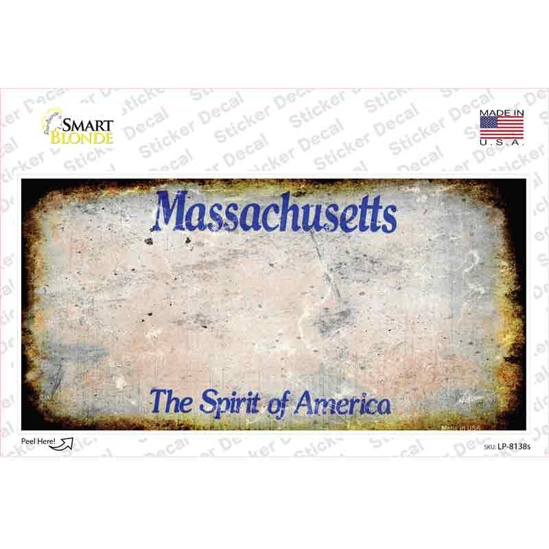 LP-8138s-M Massachusetts State Rusty Novelty Sticker Decal - Medium
