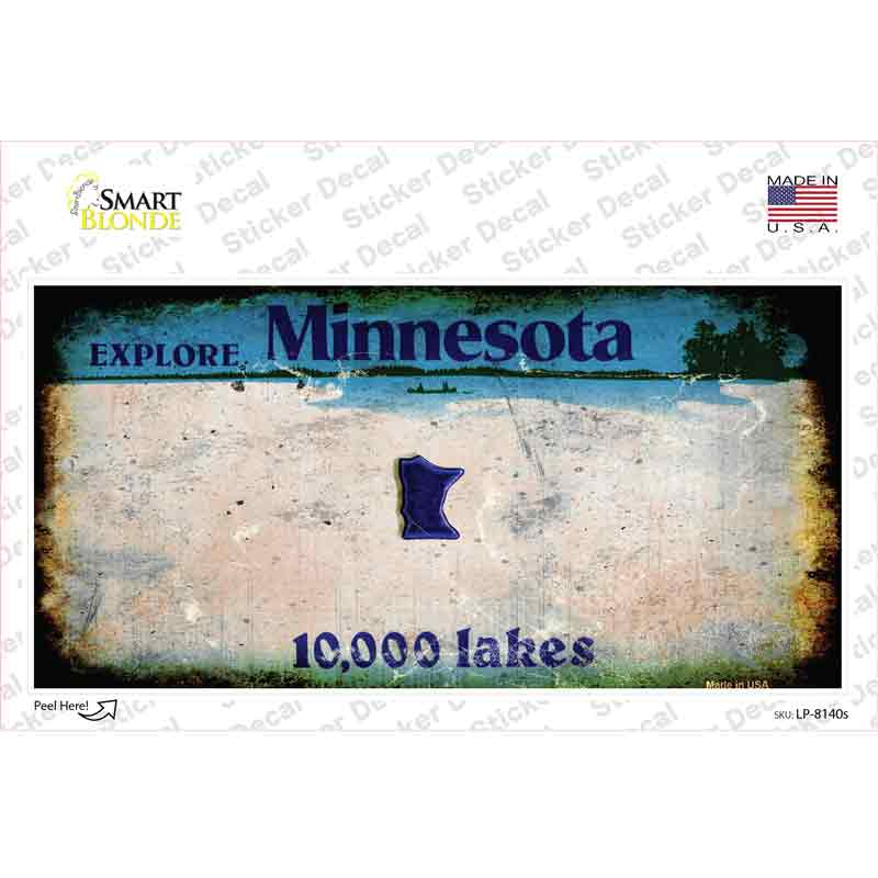LP-8140s-M Minnesota State Rusty Novelty Sticker Decal - Medium