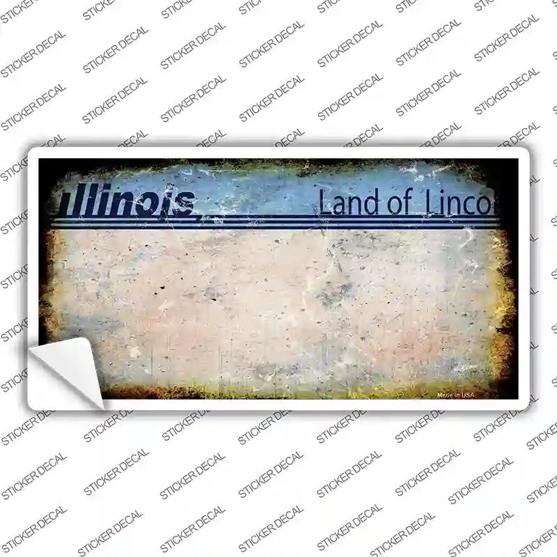 LP-8189s-S Illinois State Rusty Background Novelty Sticker Decal - Small