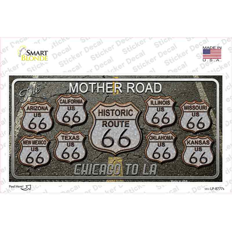 LP-8777s-M Route 66 Black Top Novelty Sticker Decal - Medium