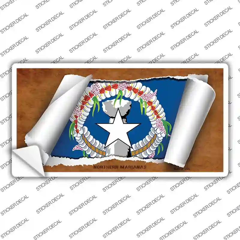 LP-9256s-S Northern Marianas Flag Scroll Novelty Sticker Decal - Small