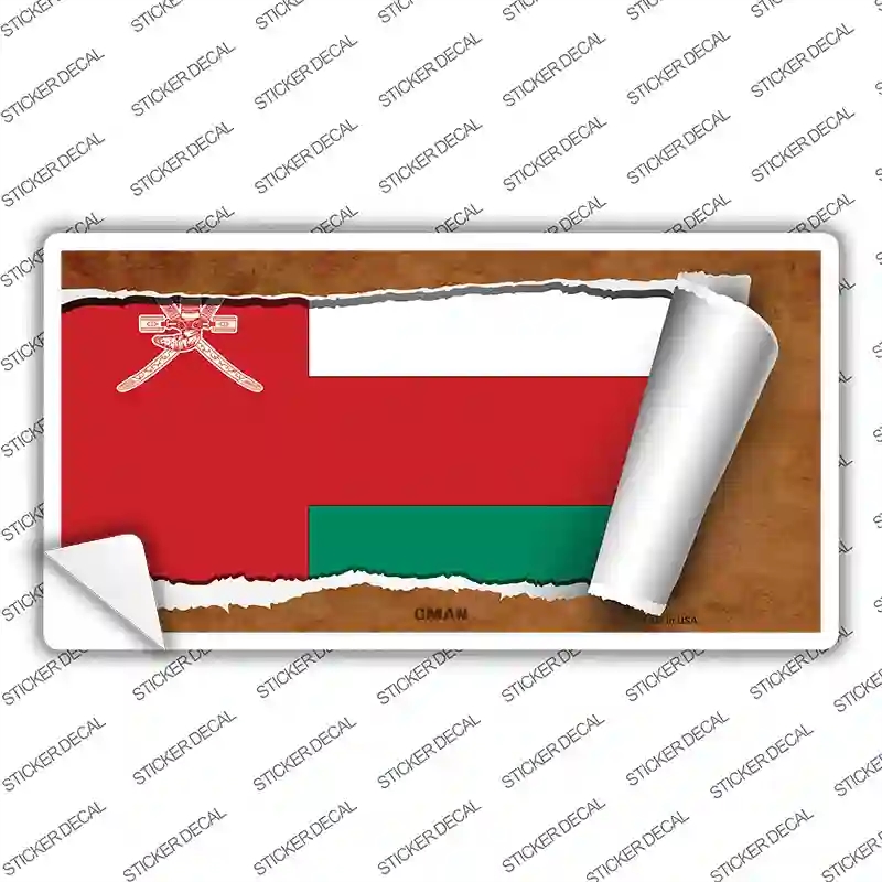 LP-9259s-L Oman Flag Scroll Novelty Sticker Decal - Large