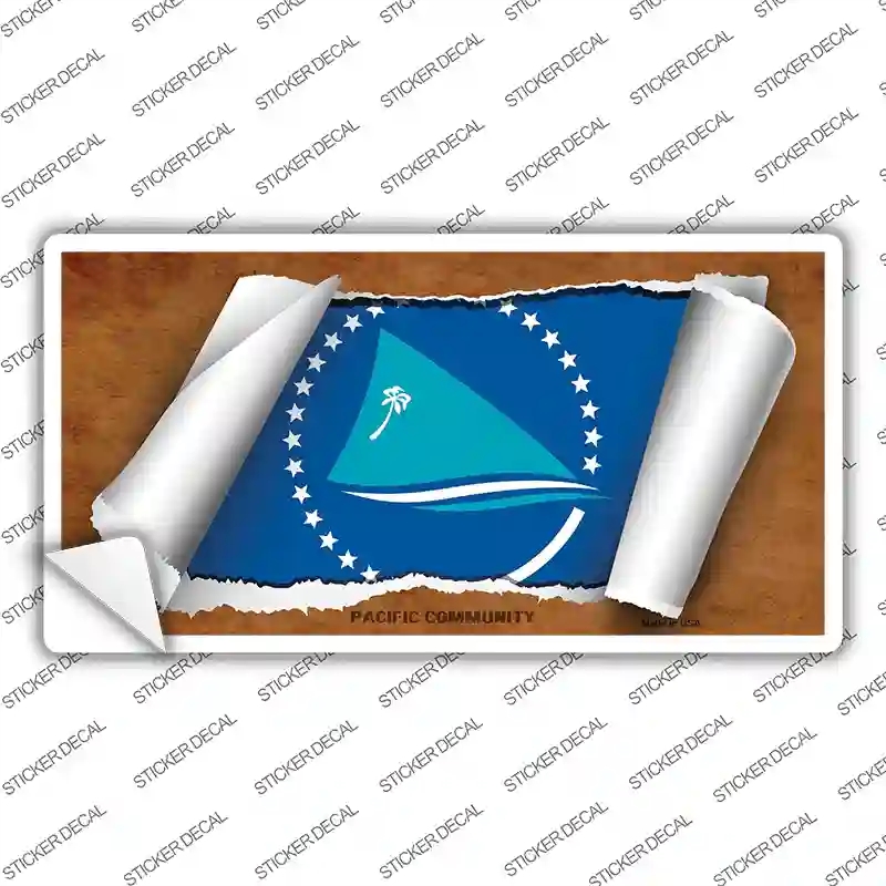 LP-9261s-S Pacific Community Flag Scroll Novelty Sticker Decal - Small