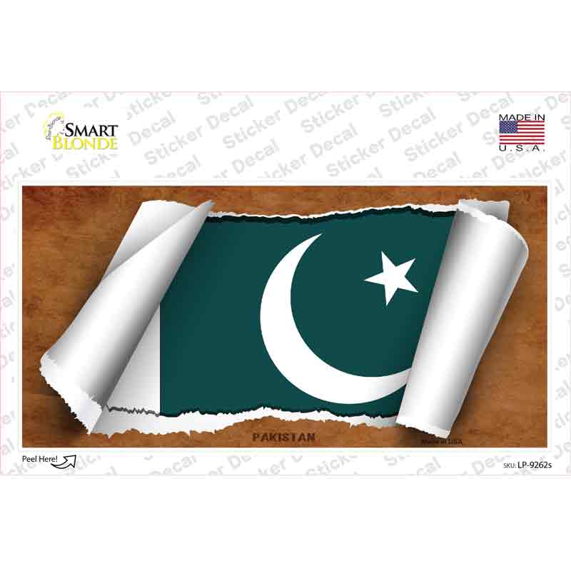 LP-9262s-M Pakistan Flag Scroll Novelty Sticker Decal - Medium