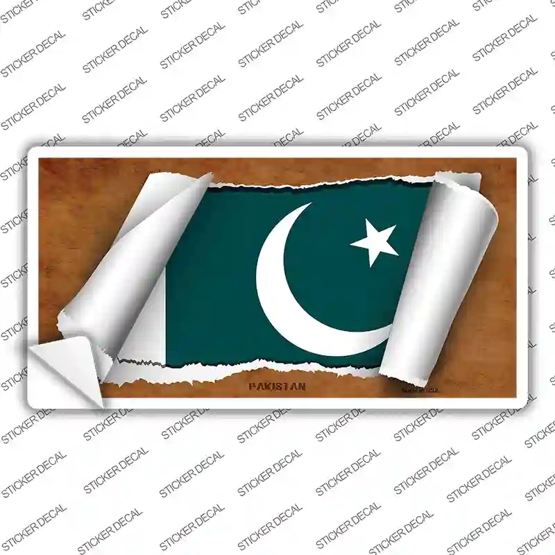 LP-9262s-S Pakistan Flag Scroll Novelty Sticker Decal - Small