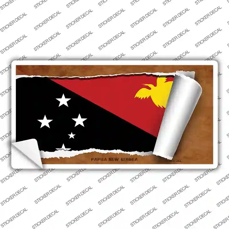 LP-9264s-S Papua   Guinea Flag Scroll Novelty Sticker Decal - Small
